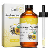 Organic Sunflower Seed Oil for Skin 118 ml (4 fl.oz), USDA Certified Organic, Cold Pressed Sunflower Oil in Glass Bottle for Hair, Body Moisturizer, Carrier Oil for DIY, Massage