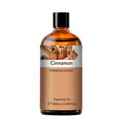 PHATOIL Cinnamon Essential Oils 100% Pure Natural Perfect for Aromatherapy Diffusers, Humidifiers, Skin Care, Massage, Relaxation 100ml/3.38 fl.oz