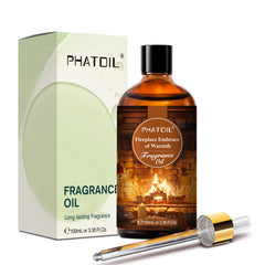 PHATOIL 100ML Fragrance Oils for Aromatherapy, Essential Oils for Home, Perfect for Humidifier, Yoga, DIY Candle and Soap Making - Fireplace Embrace of Warmth Scent