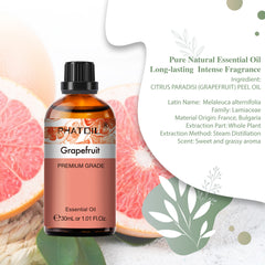 PHATOIL Grapefruit Essential Oils for Diffusers Humidifier 100% Pure Natural Aromatherapy Massage Bath Sleep Relaxation 30ml/1.01 fl.Oz