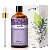PHATOIL 100ml/3.38 fl.Oz Lavender Essential Oils Perfect for Humidifier, Bath, Help Sleep, Relaxation
