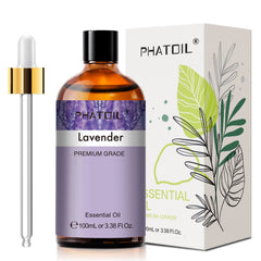 PHATOIL 100ml/3.38 fl.Oz Lavender Essential Oils Perfect for Humidifier, Bath, Help Sleep, Relaxation