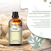 PHATOIL Ginger Essential Oil, 100% Pure and Natural Ginger Massage Oil for Diffuser and Aromatherapy, and DIY Soap Making, 1.01 Fl Oz