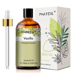 PHATOIL Vanilla Essential Oil 100% Pure, Vanilla Body Oils for Diffuser, Hair Care, Body Massage, Soap And Candle Making 3.38 Fl Oz