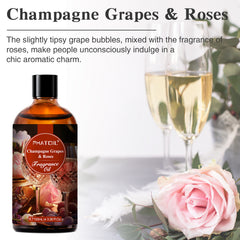 PHATOIL Premium Grade Fragrance Oil Essential Oil for Soap, Candle Making, Aromatherapy, 100ml, Champagne Grapes Roses Scents