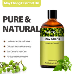 PHATOIL May Chang Fragrance Oil 3.38 FL OZ, Fresh Herbal Scent for Diffusers, Humidifiers, DIY Car Freshies, Bath Bomb Making