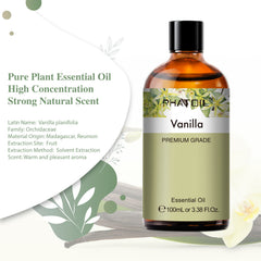 PHATOIL Vanilla Essential Oil 100% Pure, Vanilla Body Oils for Diffuser, Hair Care, Body Massage, Soap And Candle Making 3.38 Fl Oz