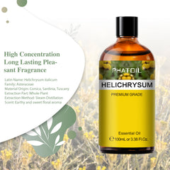 PHATOIL Helichrysum Essential Oil 100ML, Undiluted Oil for Diffusers, Facial Skin Care, Repair Massage, DIY Candle Soap Bath Bomb Making