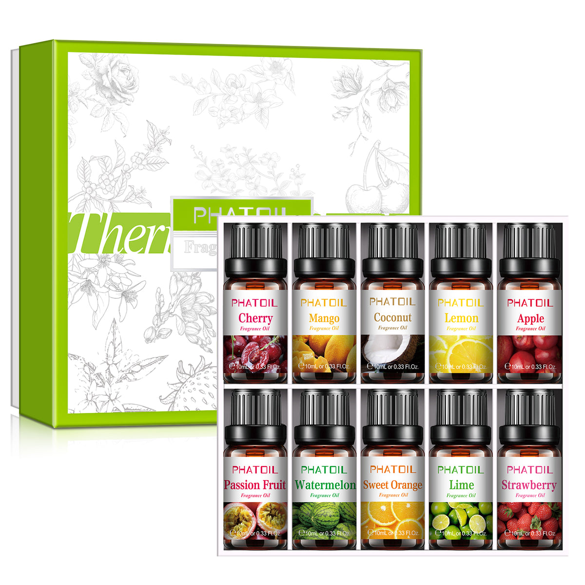 Fruity Scent Fragrance Oil Set-10×0.33Oz-Package-PHATOIL