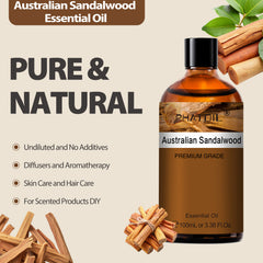 PHATOIL 3.38Fl Oz Essential Oil, Premium Fragrance Oil for Aromatherapy, DIY Candle, Soap Making - Australian Sandalwood Scent