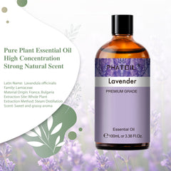 PHATOIL 100ml/3.38 fl.Oz Lavender Essential Oils Perfect for Humidifier, Bath, Help Sleep, Relaxation