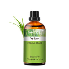 PHATOIL Vetiver Essential Oils for Diffusers Humidifier 100% Pure Natural Aromatherapy Massage Bath Sleep Relaxation 30ml/1.01 fl.Oz