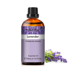 Lavender Essential Oil 30ML/ 1.01FL.OZ, PHATOIL Pure Aromatherapy Lavender Oil for Massage, Diffuser, Soap Making, Long Lasting Scents