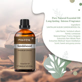 PHATOIL Sandalwood Essential Oils for Diffusers Humidifier 100% Pure Natural Aromatherapy Massage Bath Sleep Relaxation 30ml/1.01 fl.Oz