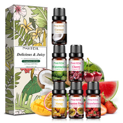 PHATOIL 6PCS Essential Oil Set for Candle Making, Fruity Fragrance Oils for Aromatherapy, Humidifiers, Home Care, 10ml