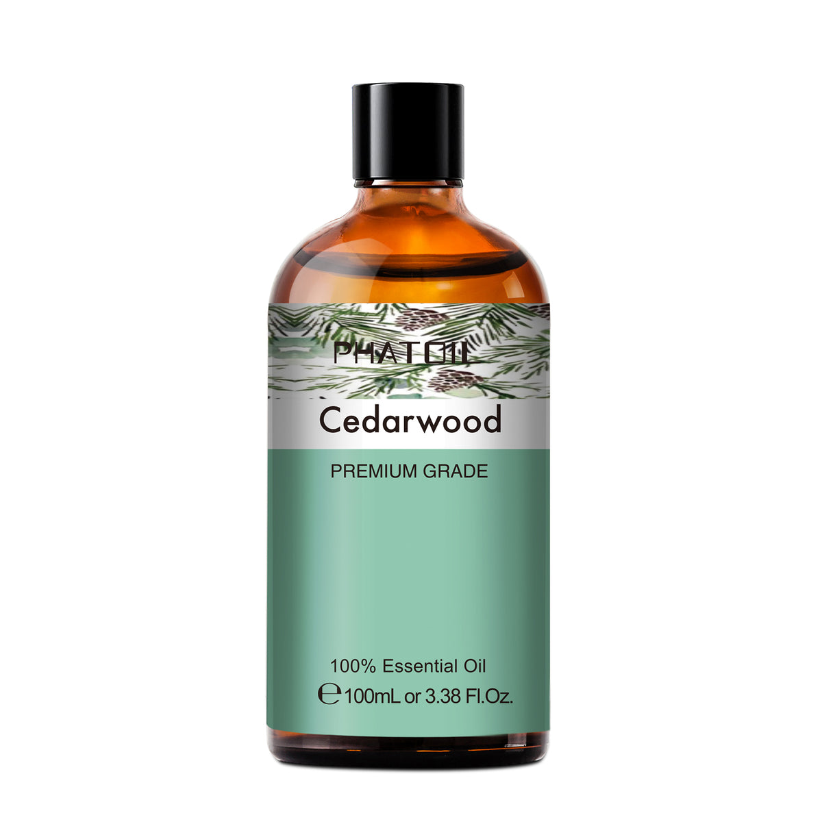 PHATOIL Cedarwood Essential Oil 100ML, Pure Undiluted Warm Woody Aromatherapy Oil for Diffusers, Humidifiers, Car Freshener, Relaxation, DIY Candle Soap Making