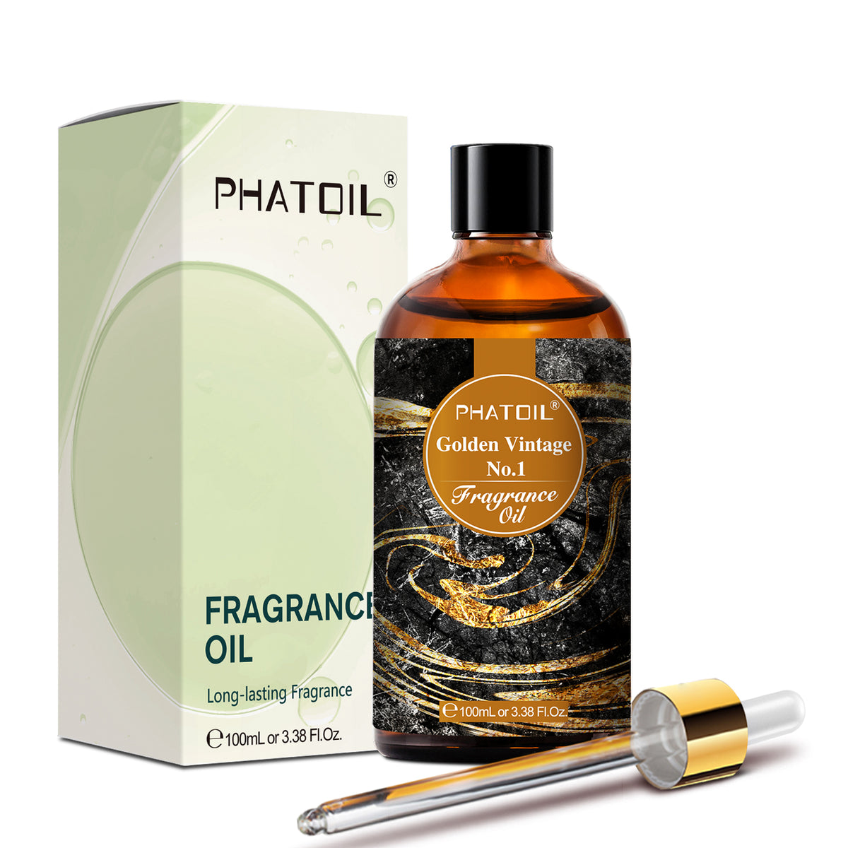 PHATOIL Fragrance Oil (100ml), 3.38 fl oz Essential Oil for Diffusers, Candles, Soap, Lotion & Perfume Making - Golden Vintage No.1 Scent