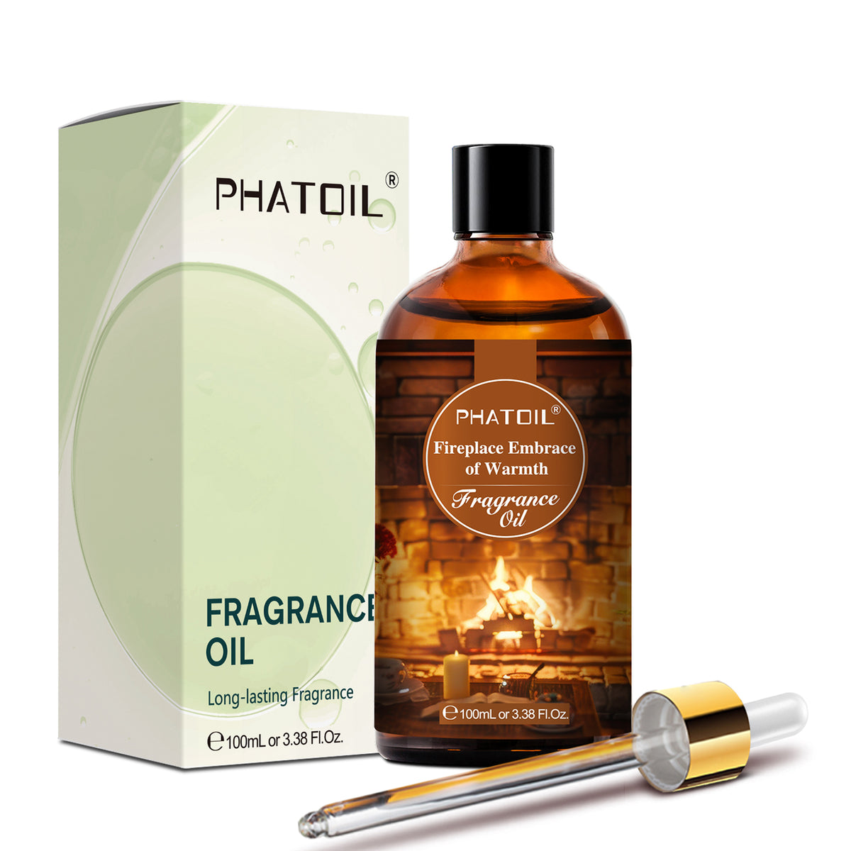 PHATOIL 100ML Fragrance Oils for Aromatherapy, Essential Oils for Home, Perfect for Humidifier, Yoga, DIY Candle and Soap Making - Fireplace Embrace of Warmth Scent