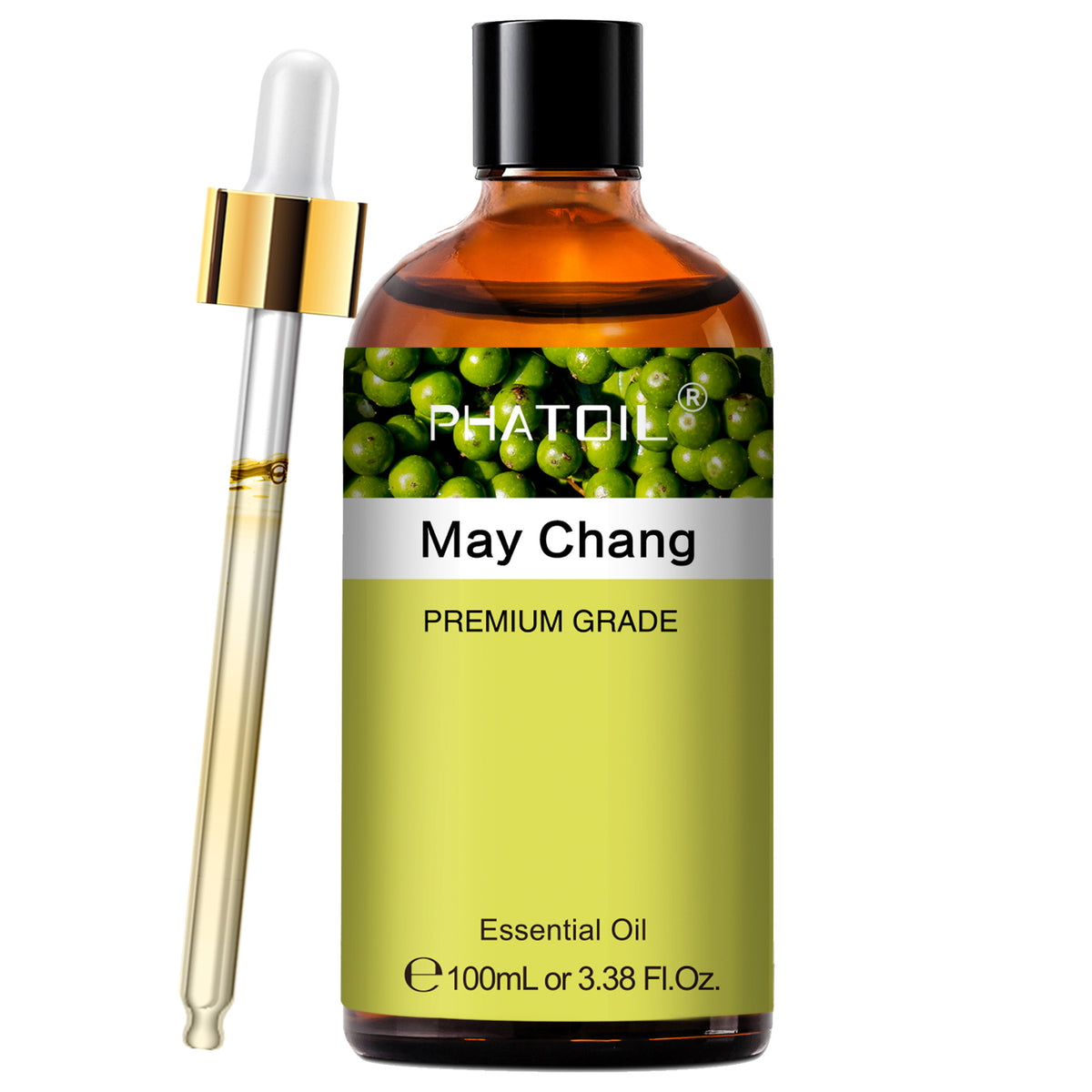 PHATOIL May Chang Fragrance Oil 3.38 FL OZ, Fresh Herbal Scent for Diffusers, Humidifiers, DIY Car Freshies, Bath Bomb Making