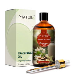 PHATOIL 3.38Fl.Oz Almond & Vanilla Fragrance Oil Diffuser Oil for Home, Aromatherapy, Soap Making Fragrance Oil