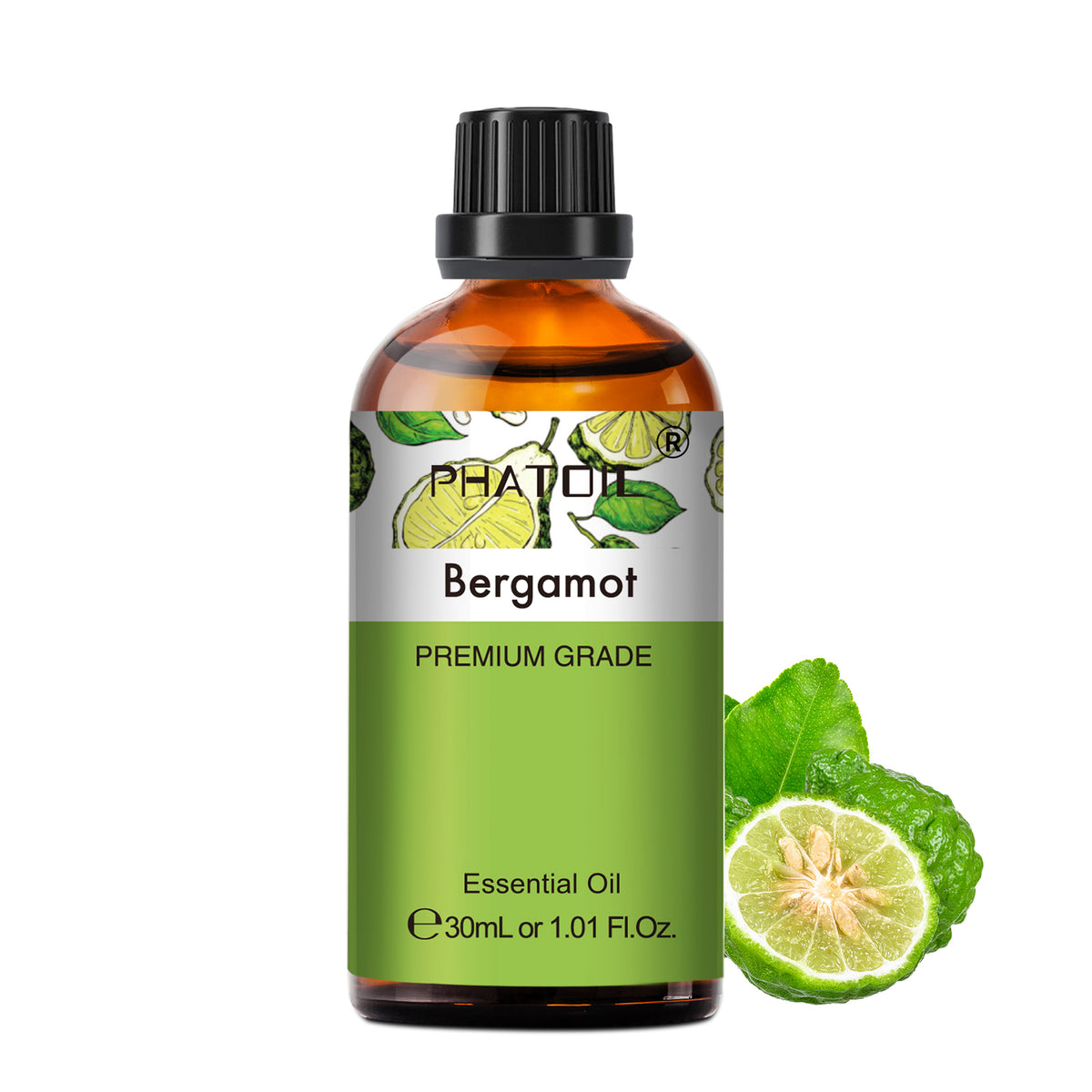 Bergamot Essential Oil 30ml/1.01fl.oz, PHATOIL Premium Bergamot Oils for Diffuser, Soap Making, Candle Making, Long Lasting Scents