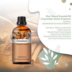 PHATOIL 100% Pure Cinnamon Essential Oils Premium Grade with Dropper for Aromatherapy and Diffuser (1.01Fl Oz)