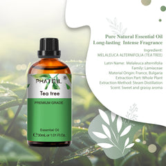 PHATOIL Tea Tree Essential Oils for Diffusers Humidifier 100% Pure Natural Aromatherapy Massage Bath Sleep Relaxation 30ml/1.01 fl.Oz