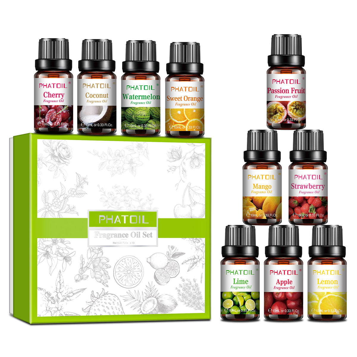 Fruity Fragrance Oil Set 10Pcs x 10ML Gift Box