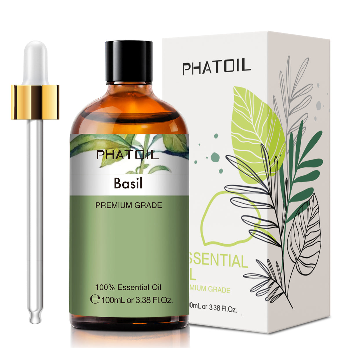 100% Basil Essential Oil-3.38Oz-Package-PHATOIL