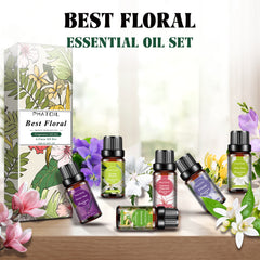 PHATOIL Floral Fragrance Oil Set Essential Oil for Candle Making, Soap Making, Diffuser, Humidifiers, Skin Care, Massage(6x5mL)