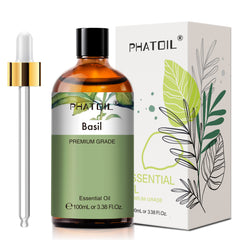 PHATOIL Basil Essential Oils, 100% Pure Natural Aromatherapy Massage Bath Sleep Relaxation 100ml/3.38 fl.Oz
