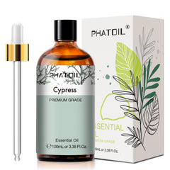 PHATOIL 3.38 Fl Oz Classic Cypress Essential Oils for Diffuser, Skin Care, Aromatherapy, Body Massage, Soap and Candle Making
