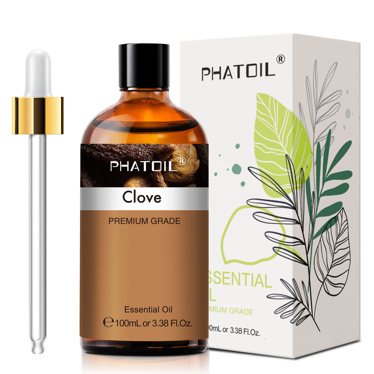 PHATOIL Clove Bud Essential Oil 100ML, Undiluted Spicy Aromatherapy Oil for Diffusers, Oral Gum Comfort, Bath, Sleep Relaxation, Candle Soap Making