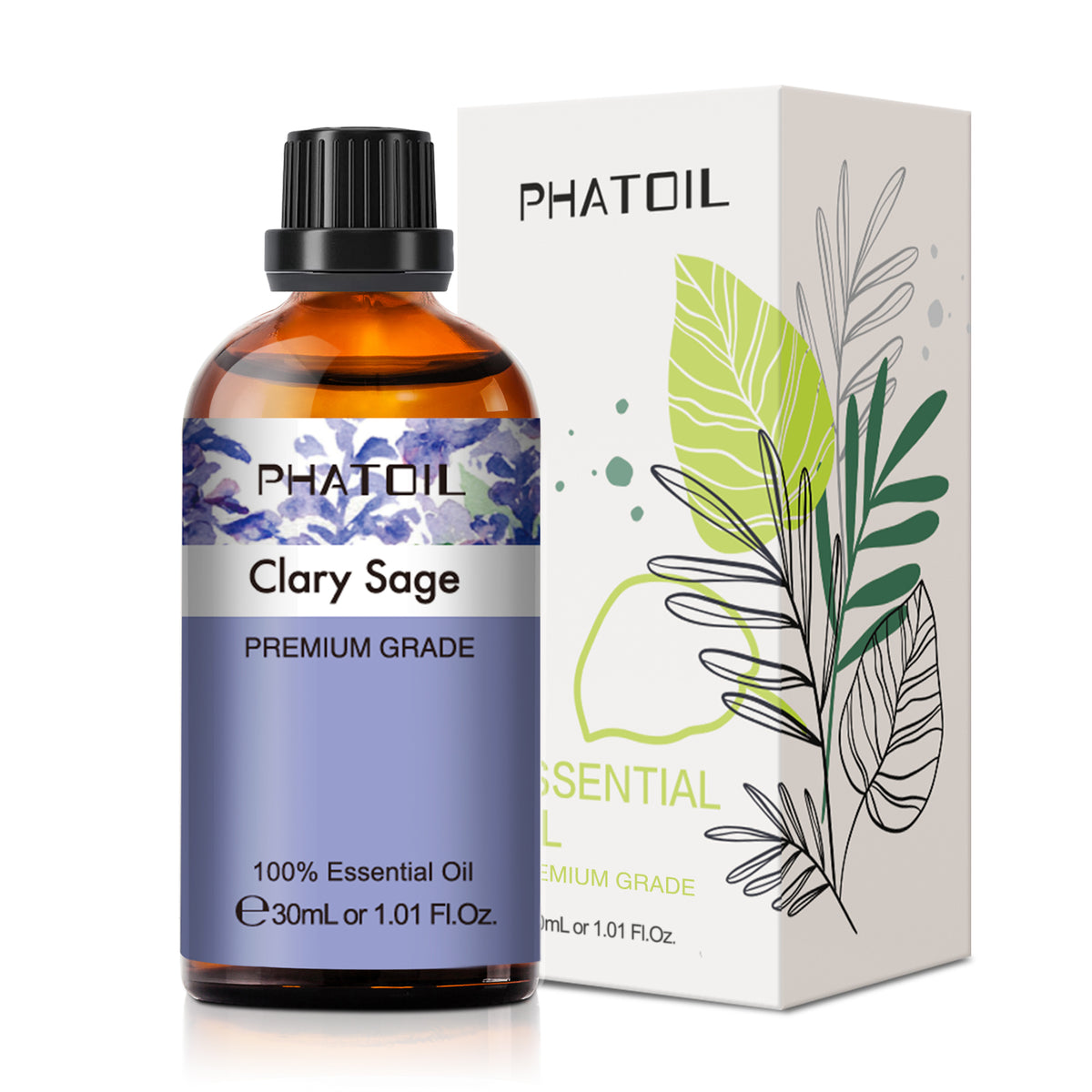 100% Clary Sage Essential Oil-1.01Oz-Package-PHATOIL