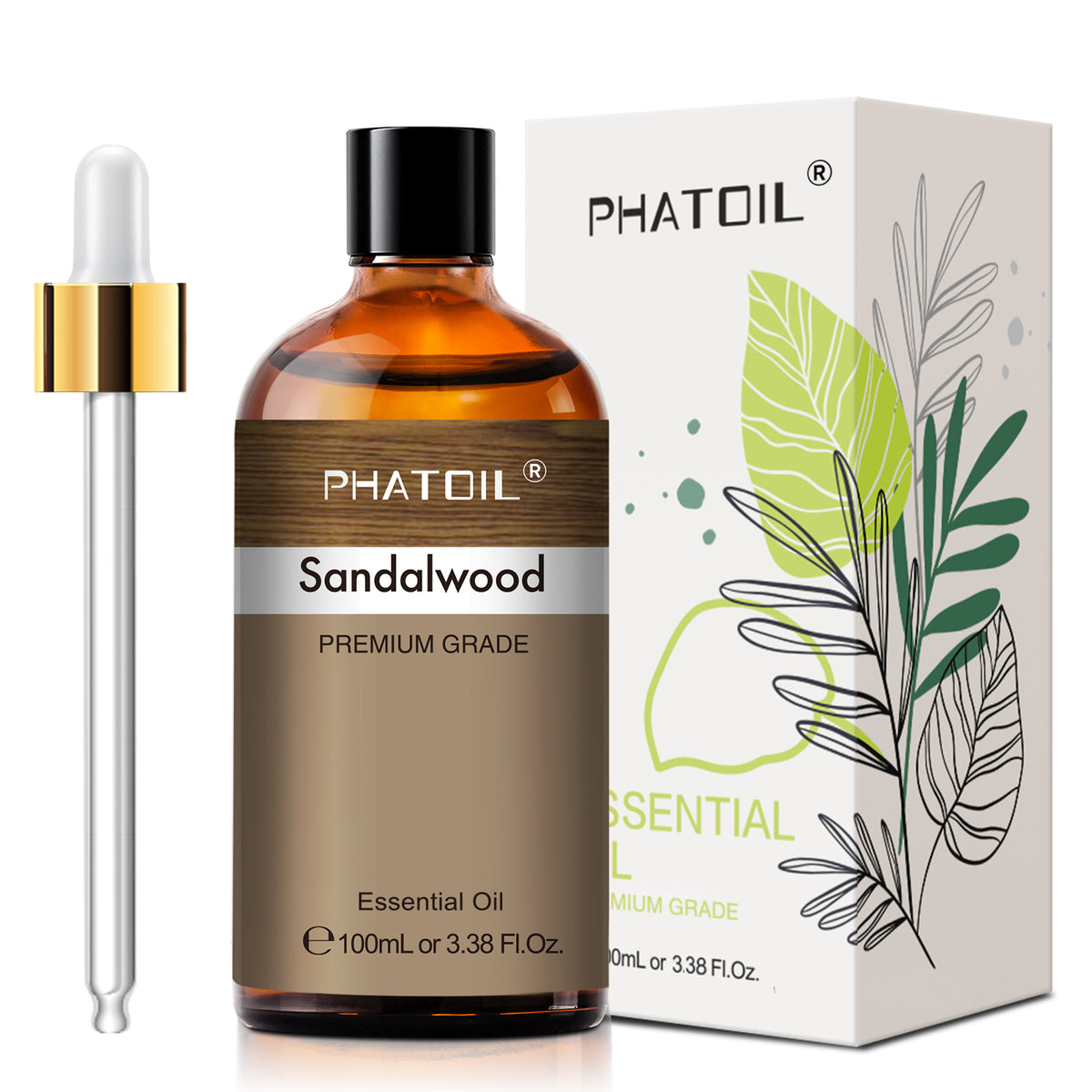 PHATOIL Sandalwood Essential Oils for Skin Care, Organic Sandalwood Oil for Diffuser, 100ml