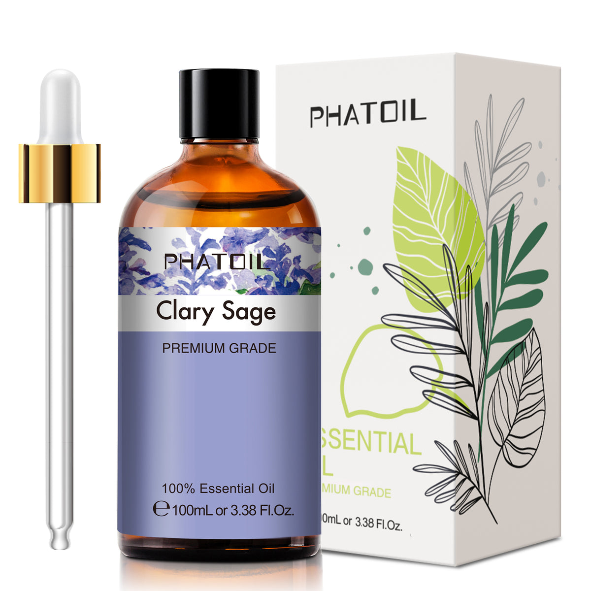 100% Clary Sage Essential Oil-3.38Oz-Package-PHATOIL