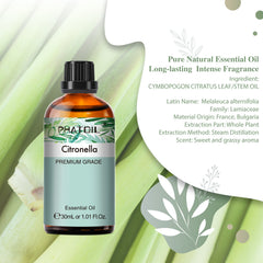 PHATOIL Citronella Essential Oils for Diffusers Humidifier 100% Pure Natural Aromatherapy Massage Bath Sleep Relaxation 30ml/1.01 fl.Oz