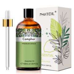 PHATOIL 100% Natural Camphor Essential Oil for Skin, DIY, Candle and Soap Making, 3.38 Fl Oz