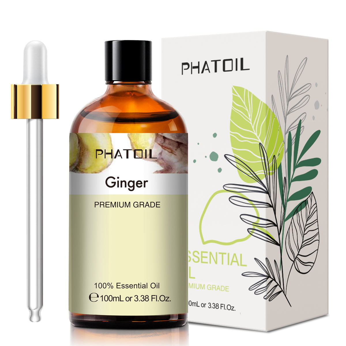 100% Ginger Essential Oil-3.38Oz-Package-PHATOIL