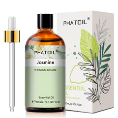 PHATOIL Jasmine Essential Oils Perfect for Aromatherapy, Humidifier, Spa Massage, Bath, 100ml/3.38 fl.Oz