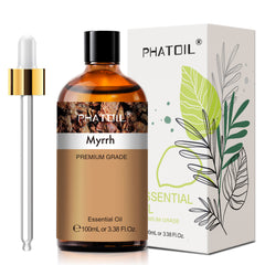 PHATOIL 3.38fl.oz Myrrh Essential Oils 100% Pure Natural Perfect for Aromatherapy, Diffuser, Relaxation, Massage, Skin Care, Hair Growth - 100ML