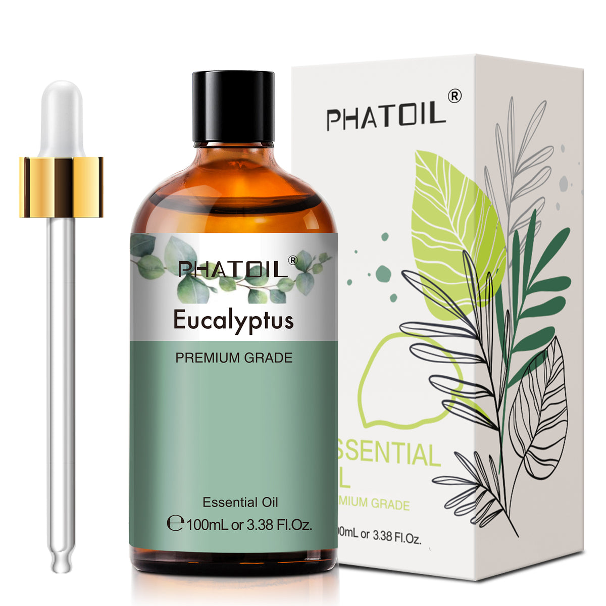PHATOIL 3.38 Fl Oz Eucalyptus Essential Oil for Diffuser, Skin Care, 100% Pure Natural Eucalyptus Oil for Hair, Aromatherapy & DIY Soap Making