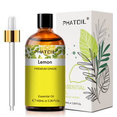 PHATOIL 100ML Therapeutic Grade Lemon Essential Oil, 100% Pure and Natural, Perfect for Skin Care and Massage