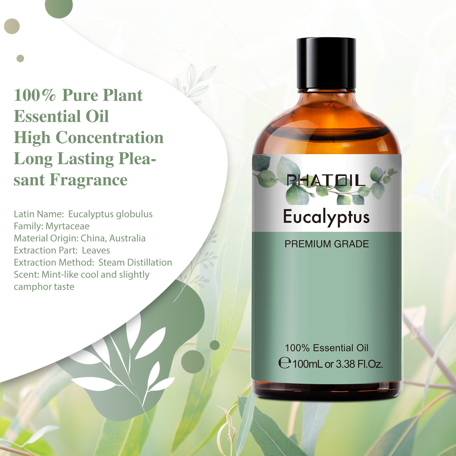 Huile Essentielle D'Eucalyptus Globulus 10ml - 100% Pure, Naturelle, Grade Pharmaceutique EP - Aromathérapie