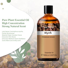 PHATOIL 3.38fl.oz Myrrh Essential Oils 100% Pure Natural Perfect for Aromatherapy, Diffuser, Relaxation, Massage, Skin Care, Hair Growth - 100ML