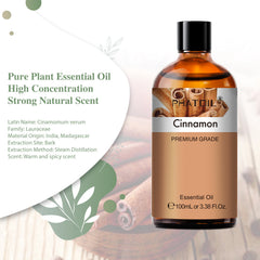 PHATOIL 3.38 Fl Oz Cinnamon Essential Oil for Diffuser Skin, 100% Pure Natural Cinnamon Oil for Massage, Aromatherapy, Candle, Bath Bomb & Soap Making Scent DIY