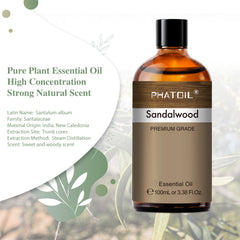 PHATOIL Sandalwood Essential Oils for Skin Care, Organic Sandalwood Oil for Diffuser, 100ml