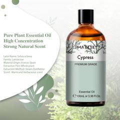 PHATOIL Cypress Essential Oil 100ML (3.38 FL OZ), Fresh Woody Scent for Diffusers,  Humidifiers,  DIY Car Freshies, Skin Care, Bath Bomb Making