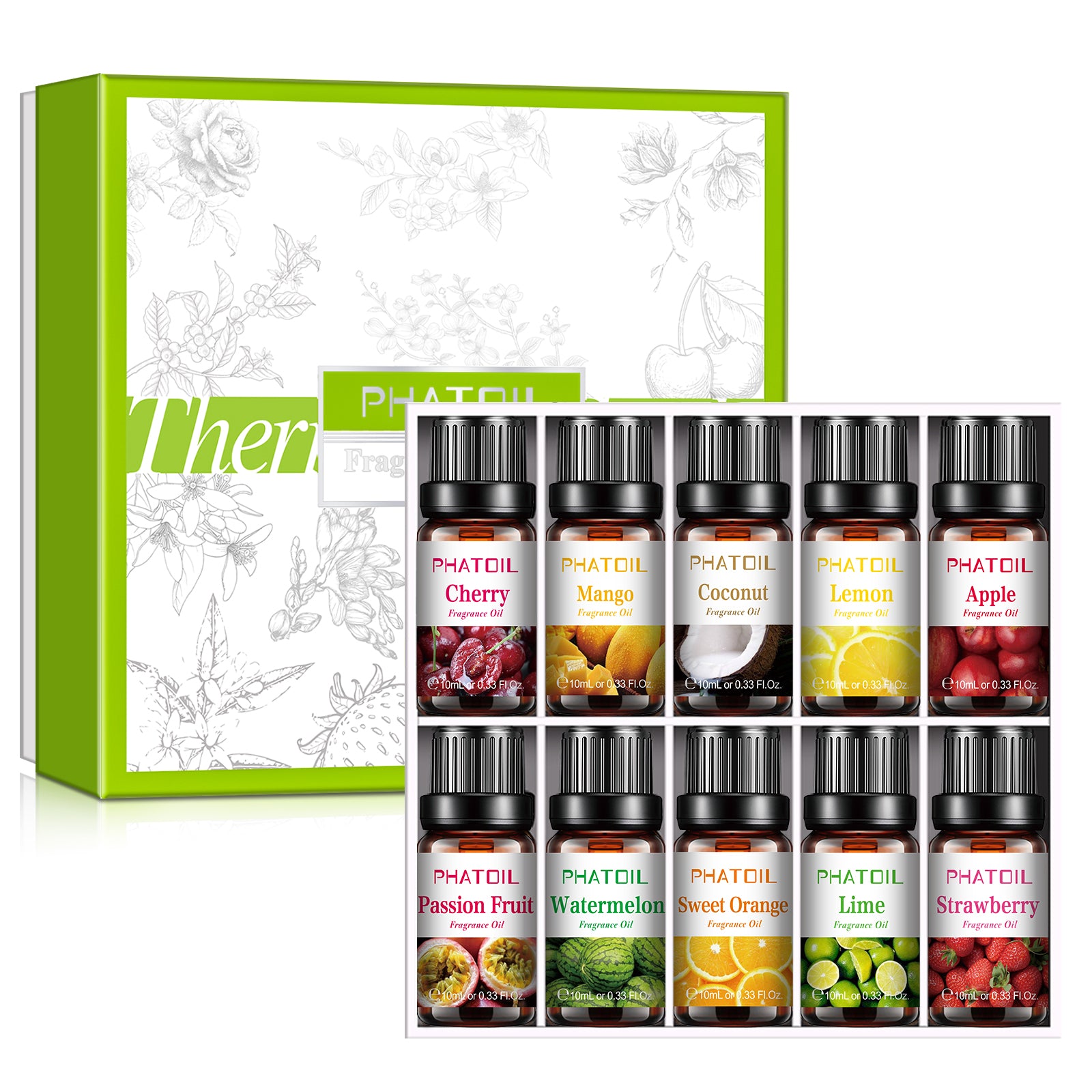 Fruity Scent Fragrance Oil Set-10×0.33Oz-Package-PHATOIL