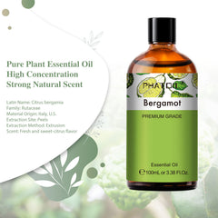 Phatoil 3.38 Fl.Oz Bergamot Essential Oil, Bergamot Oil For Diffusers Home Yoga Diy Candle And Soap Making - 100Ml